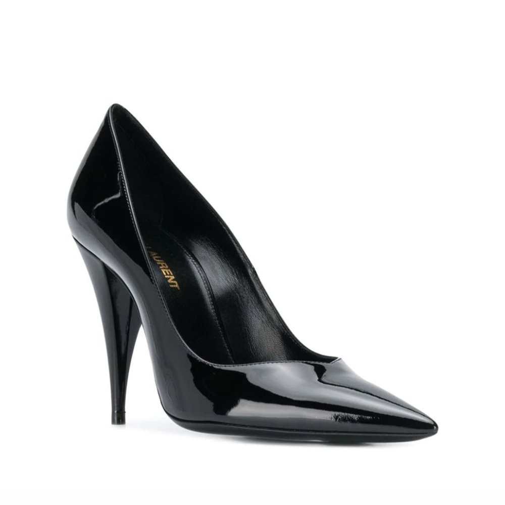 Saint Laurent Black Patent Leather Pointed Toe Pumps